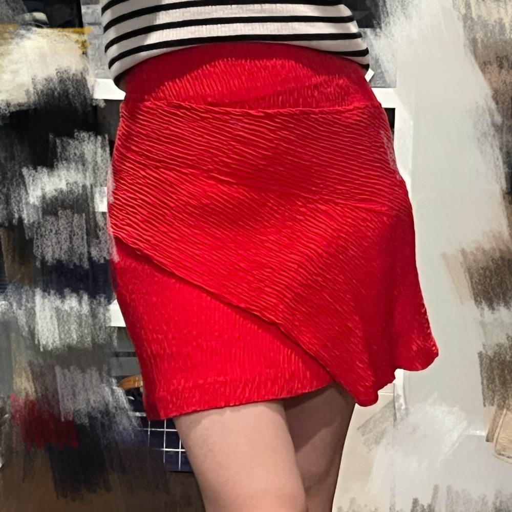 Maje Vibrant Red Asymmetrical Skirt